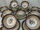 (10) Cauldon China Cobalt&gold Cup & Saucer Sets Withartist Signed Central Bouquet