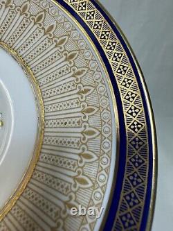 (10) Cauldon China Cobalt&Gold CUP & SAUCER SETS withArtist Signed Central Bouquet