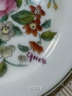 (10) Cauldon China Cobalt&Gold CUP & SAUCER SETS withArtist Signed Central Bouquet