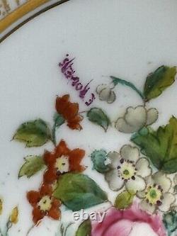 (10) Cauldon China Cobalt&Gold CUP & SAUCER SETS withArtist Signed Central Bouquet