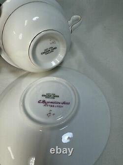 (10) Cauldon China Cobalt&Gold CUP & SAUCER SETS withArtist Signed Central Bouquet