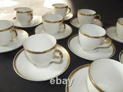 (10) Demitasse Cups & Saucers, Theodore Haviland Limoges France white gold rim