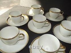 (10) Demitasse Cups & Saucers, Theodore Haviland Limoges France white gold rim