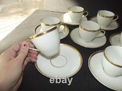 (10) Demitasse Cups & Saucers, Theodore Haviland Limoges France white gold rim