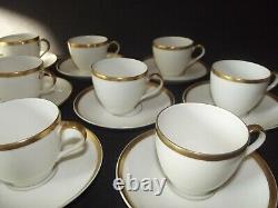 (10) Demitasse Cups & Saucers, Theodore Haviland Limoges France white gold rim