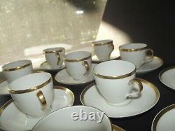 (10) Demitasse Cups & Saucers, Theodore Haviland Limoges France white gold rim