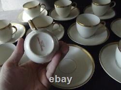 (10) Demitasse Cups & Saucers, Theodore Haviland Limoges France white gold rim