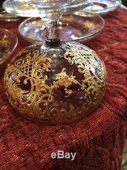 10 Edwardian Hand Painted Gilt Sherbet Cups with Saucers Vanderbilt Estate