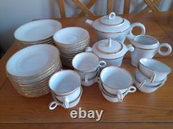10 French cups & saucers Havilland Limoges white gold trim