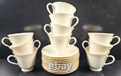 10 Lenox Hayworth Cups Saucers Set Elegant Gold Trim Drink Coffee Tea Dishes Lot