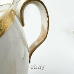 10 Minton England Porcelain Cups & Saucers Gilt Leaf Decoration
