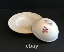 10 Pc Antique Lenox Breakfast Set 2 Ea Covered Muffin Dish Bowl Cup Saucer Flags