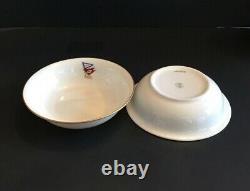 10 Pc Antique Lenox Breakfast Set 2 Ea Covered Muffin Dish Bowl Cup Saucer Flags