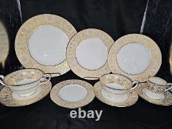 10 Piece WEDGWOOD Bone China FLORENTINE GOLD Dragons on White Place Setting