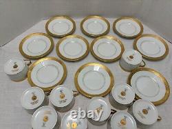 10 Raynaud Limoges AMBASSADOR Gold Encrusted Flat CUP & SAUCER Sets Excellent