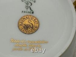 10 Raynaud Limoges AMBASSADOR Gold Encrusted Flat CUP & SAUCER Sets Excellent