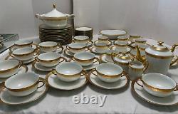 10 Raynaud Limoges AMBASSADOR Gold Encrusted Flat CUP & SAUCER Sets Excellent