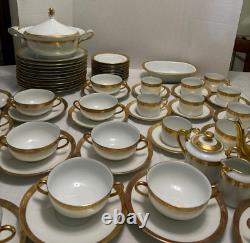 10 Raynaud Limoges AMBASSADOR Gold Encrusted Flat CUP & SAUCER Sets Excellent