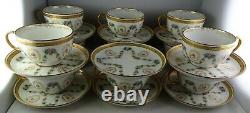 11 Guerin Limoges Floral Wreath & Heavy Gold Antique Porcelain Cup & Saucer Sets