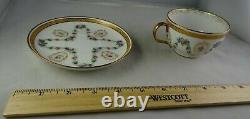 11 Guerin Limoges Floral Wreath & Heavy Gold Antique Porcelain Cup & Saucer Sets