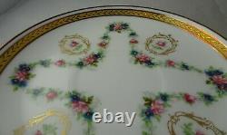 11 Guerin Limoges Floral Wreath & Heavy Gold Antique Porcelain Cup & Saucer Sets