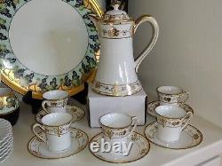 11 Pcs Antique Nippon Chocolate Pot Set withCups & Saucers, Gold Gilding ELEGANT
