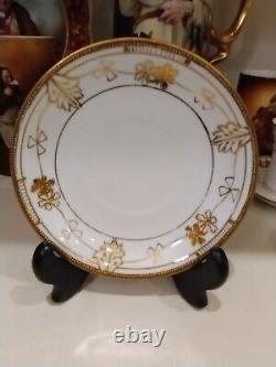 11 Pcs Antique Nippon Chocolate Pot Set withCups & Saucers, Gold Gilding ELEGANT