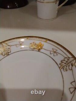 11 Pcs Antique Nippon Chocolate Pot Set withCups & Saucers, Gold Gilding ELEGANT