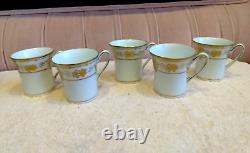 11 Pcs Antique Nippon Chocolate Pot Set withCups & Saucers, Gold Gilding ELEGANT
