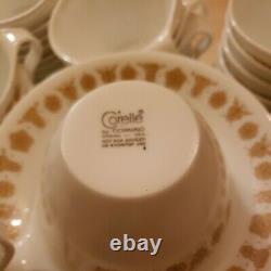 121 Pieces Vintage Pyrex Corning Corelle Gold Butterfly Coffee Cups With Saucers