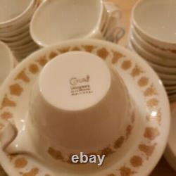 121 Pieces Vintage Pyrex Corning Corelle Gold Butterfly Coffee Cups With Saucers