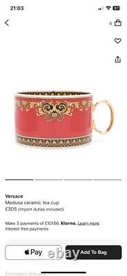 -12.5% Versace Medusa Red x1 Tea Cup & Saucer BRAND NEW £260 RRP