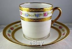 12 A La Paix French China Paris Floral & Gold Demitasse Cup & Saucer Sets