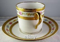 12 A La Paix French China Paris Floral & Gold Demitasse Cup & Saucer Sets