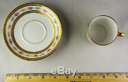 12 A La Paix French China Paris Floral & Gold Demitasse Cup & Saucer Sets