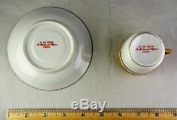 12 A La Paix French China Paris Floral & Gold Demitasse Cup & Saucer Sets