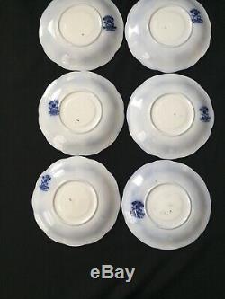 12 Cup & Saucer Sets Sevres Flow Blue with Gold New Wharf Pottery England