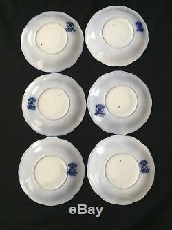 12 Cup & Saucer Sets Sevres Flow Blue with Gold New Wharf Pottery England