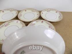 12 Haviland Limoges Antoinette Bouillon Cups & Saucers France Flowers Cream Gold