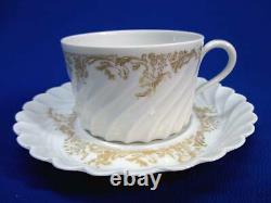 12 Haviland Limoges Ladore Gold & White Cups And Saucers