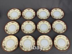 12 Noritake Rainbow Cream Soup Cups + Saucers Gold & Red Band 3982 1940s
