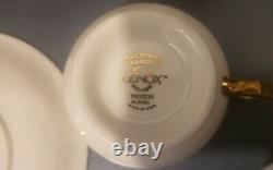 12 Pc LENOX TUXEDO Presidential Gold Footed Tea Cup Saucer Bone China Porcelain