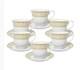 12 Piece Greek Design Tea Set Cup And Saucers Gold White Design Gift