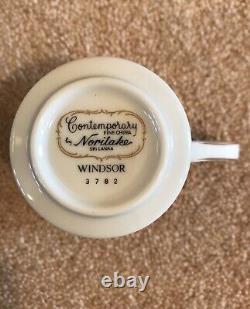 12 Piece Noritake Fine China White & Gold Tea Pot, Tea Cups And Matching Saucers
