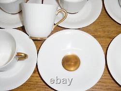 12 Rorstrand Sverige 492 Ribbed with Gold Accent Demitasse Cup & Saucer Sets