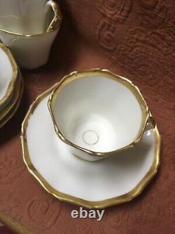 12 Sets Hand Painted Gold Trim Old Paris Porcelain Cup & Saucers Wedding Band