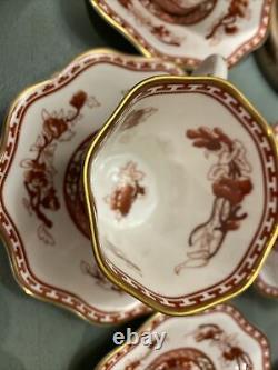 12 Vintage Coalport Indian Tree Coral (scalloped) Gold Trim Cup & Saucer Set