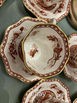 12 Vintage Coalport Indian Tree Coral (scalloped) Gold Trim Cup & Saucer Set