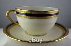 12 Vintage Lenox China P-72 Flat Cup & Saucer Sets Cobalt & Gold