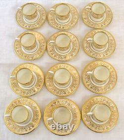 12 Wedgewood China Espresso Cups Saucers Gold Florentine W4219 Mythical Figures